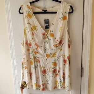 Torrid Cream and Yellow Floral Blouse